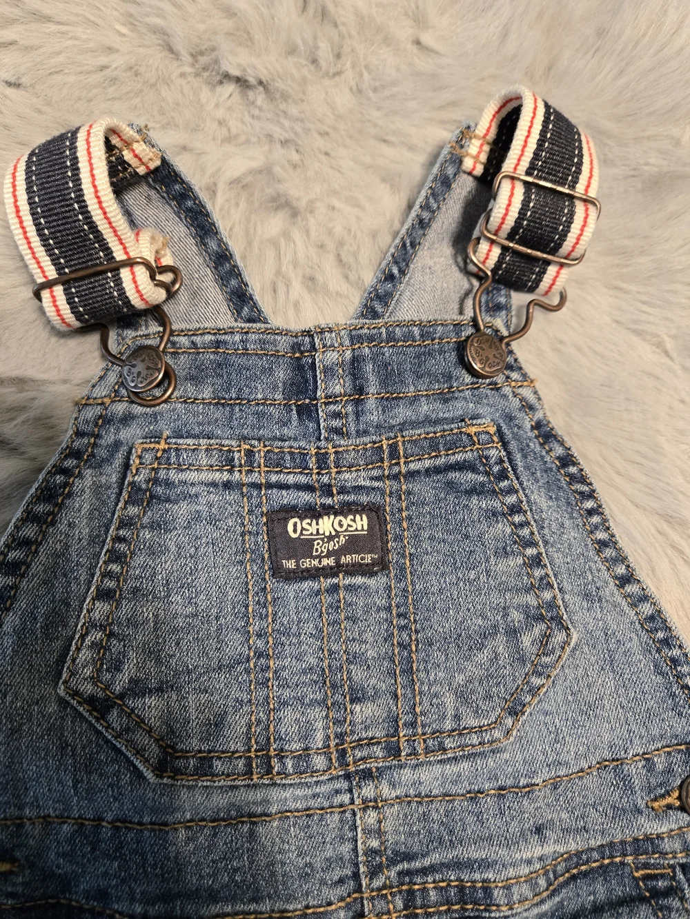 OshKosh B'gosh Light Blue Denim Shortalls with Striped Straps